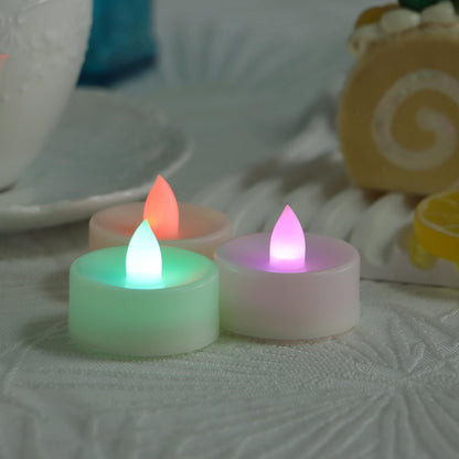 CANDLE CHOICE Color Changing Battery Operated Flameless Tea Lights Bright Flickering LED Tealight Candles Wedding Table Centerpieces Halloween Thanksgiving Christmas Decorations Batteries Incl 24 Pack