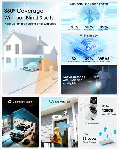 ANRAN Dual-Lens Solar Security Camera, 3MP Wireless Outdoor Camera for Home Security, 100% Wire-Free with Solar Panel, Color Night Vision, Motion Detection, 2.4GHz WiFi, IP66 Weatherproof