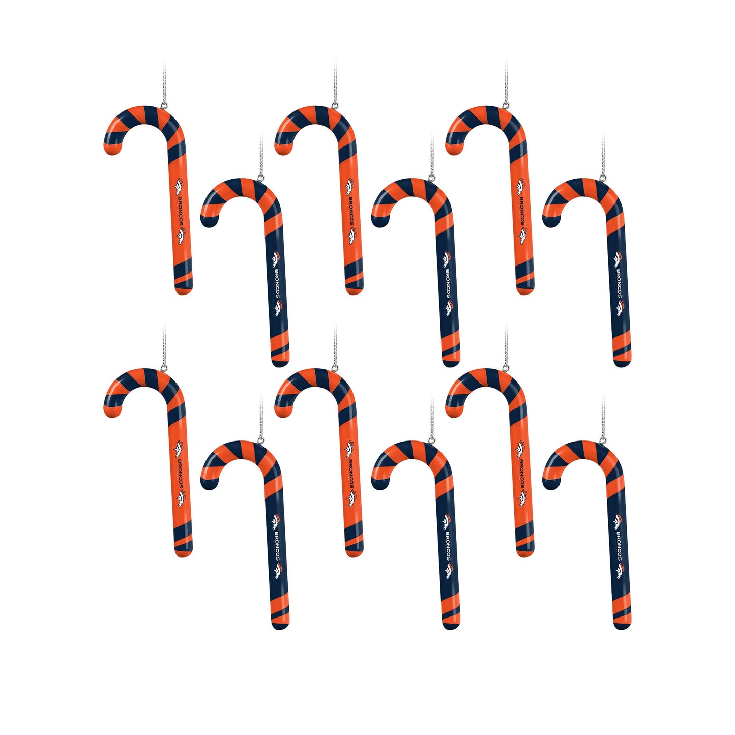 FOCO Denver Broncos NFL 12 Pack Candy Cane Ornament Set