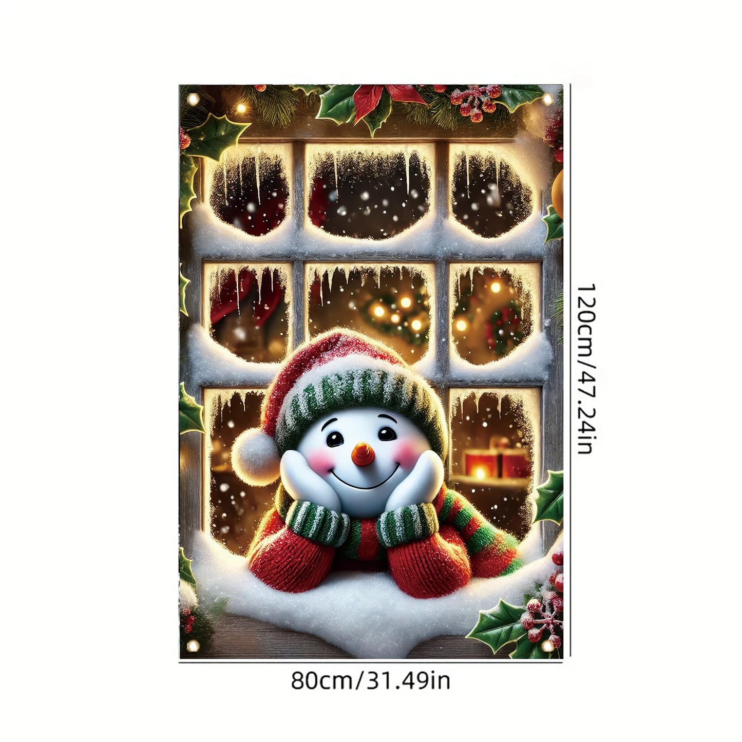 Saoplasa Christmas Window Cover Xmas Snowman Winter Decoration for Home Holiday Outdoor Window Clings 47x31 Inch Xmas Frosted Glass Sticker Removable Festive Mural for Living Room Kids Bedroom Decor
