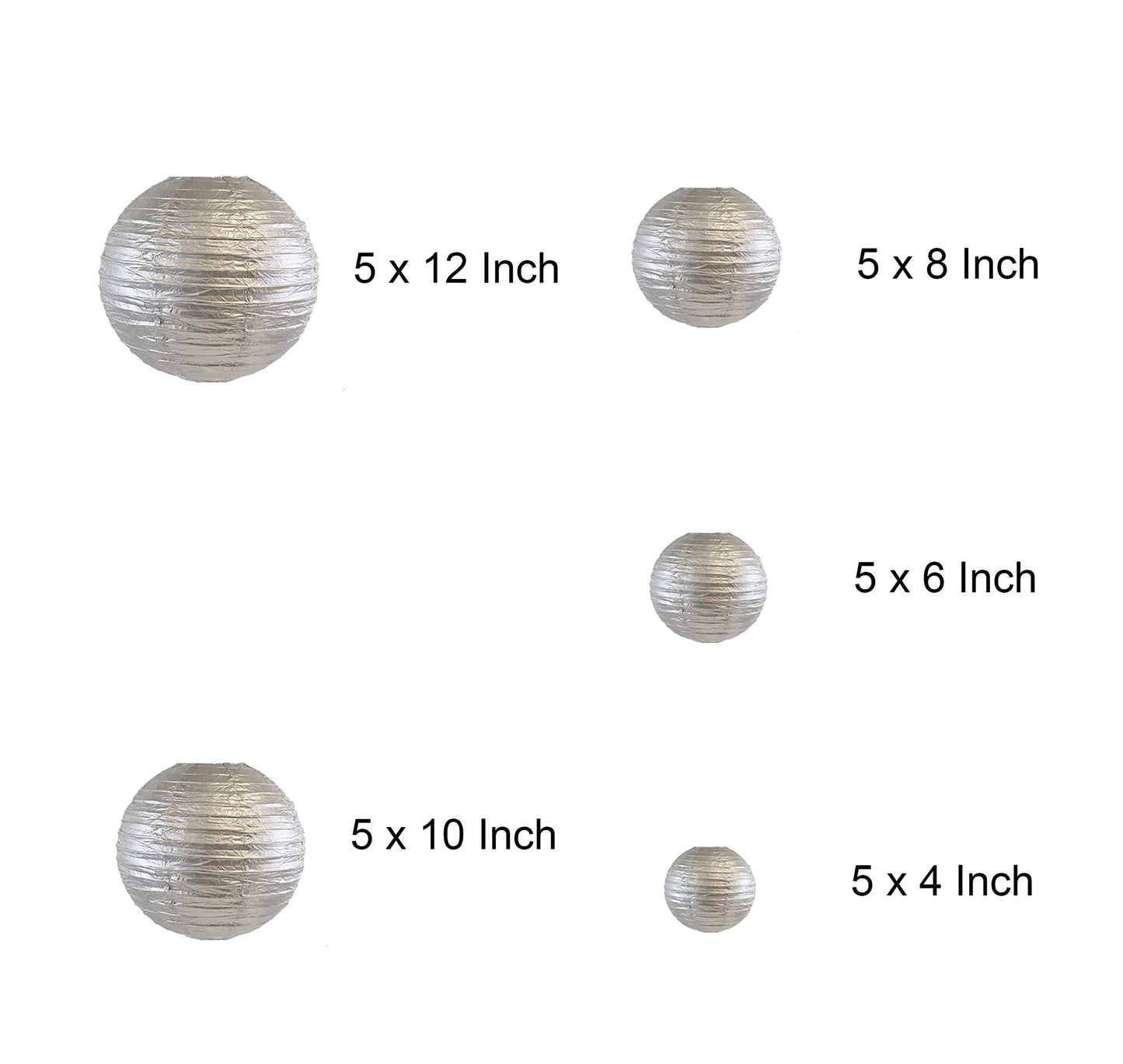 25 Pack Paper Lanterns, Sizes of 4", 6", 8", 10", 12", Hanging Lanterns Decorations Ball Lanterns for Home Decoration, Birthday Party and Wedding Decorations (Silver)