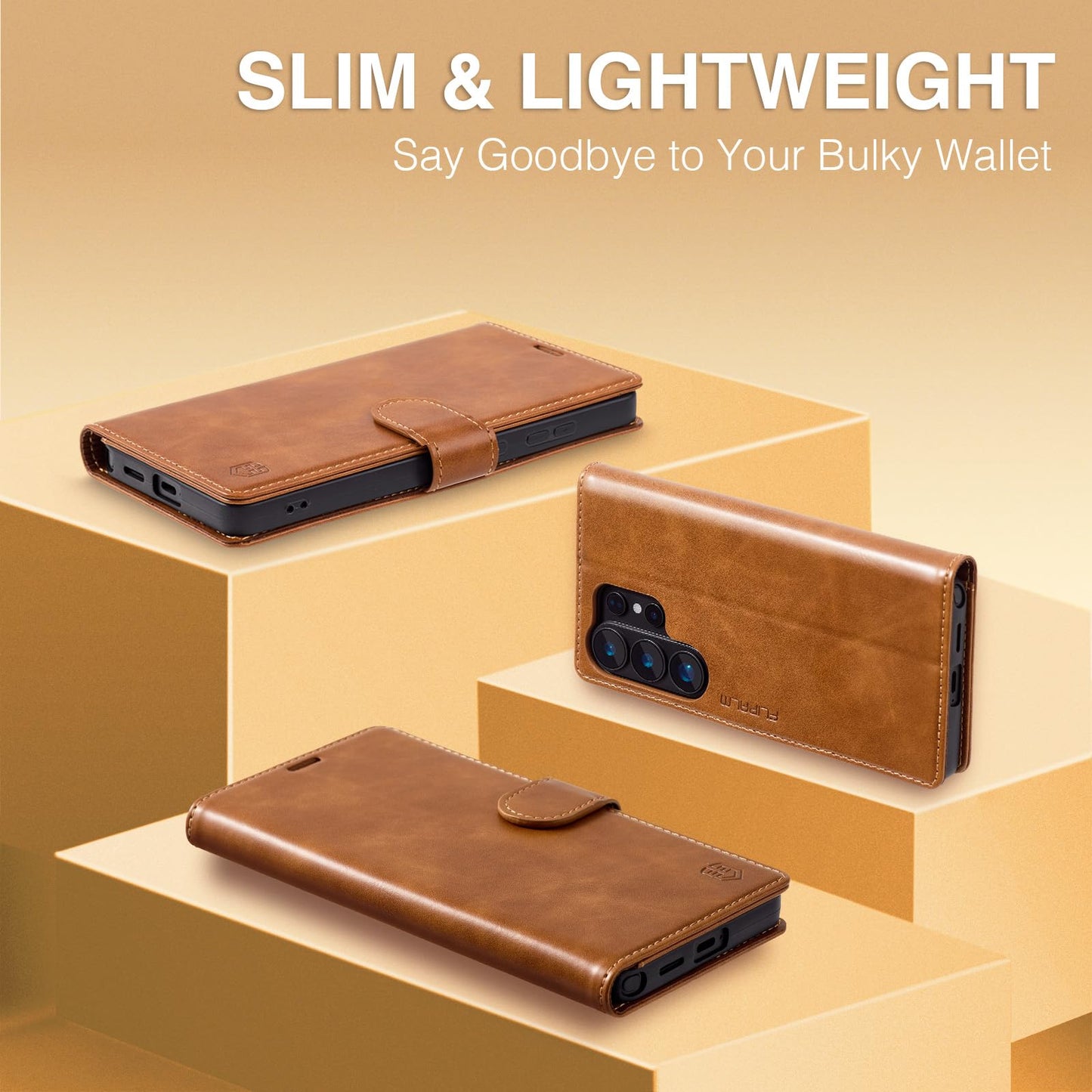 FLIPALM Wallet Case for Samsung Galaxy S26 Ultra 6.9", RFID Blocking Credit Card Holder, PU Leather Folio Flip Kickstand Protective Shockproof Cover for Galaxy S26 Ultra (Grayish-Brown, S26 Ultra)