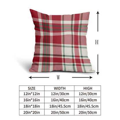 Christmas Plaid Pillow Covers 18x18 Set of 2 Red Green Cream Buffalo Checkered Decorative Tartan Pillowcases Xmas Winter Holiday Outdoor Rustic Farmhouse Throw Cushion Case Decor for Couch Sofa Bed