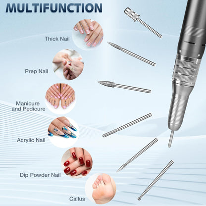 35000RPM Portable Nail Drill Machine, HoMove Professional Nail Drill Machine, Rechargeable Electric Efile Nail Drills for Acrylic Gel Nails, Cordless Portable Nails Drill【Rose Gold】
