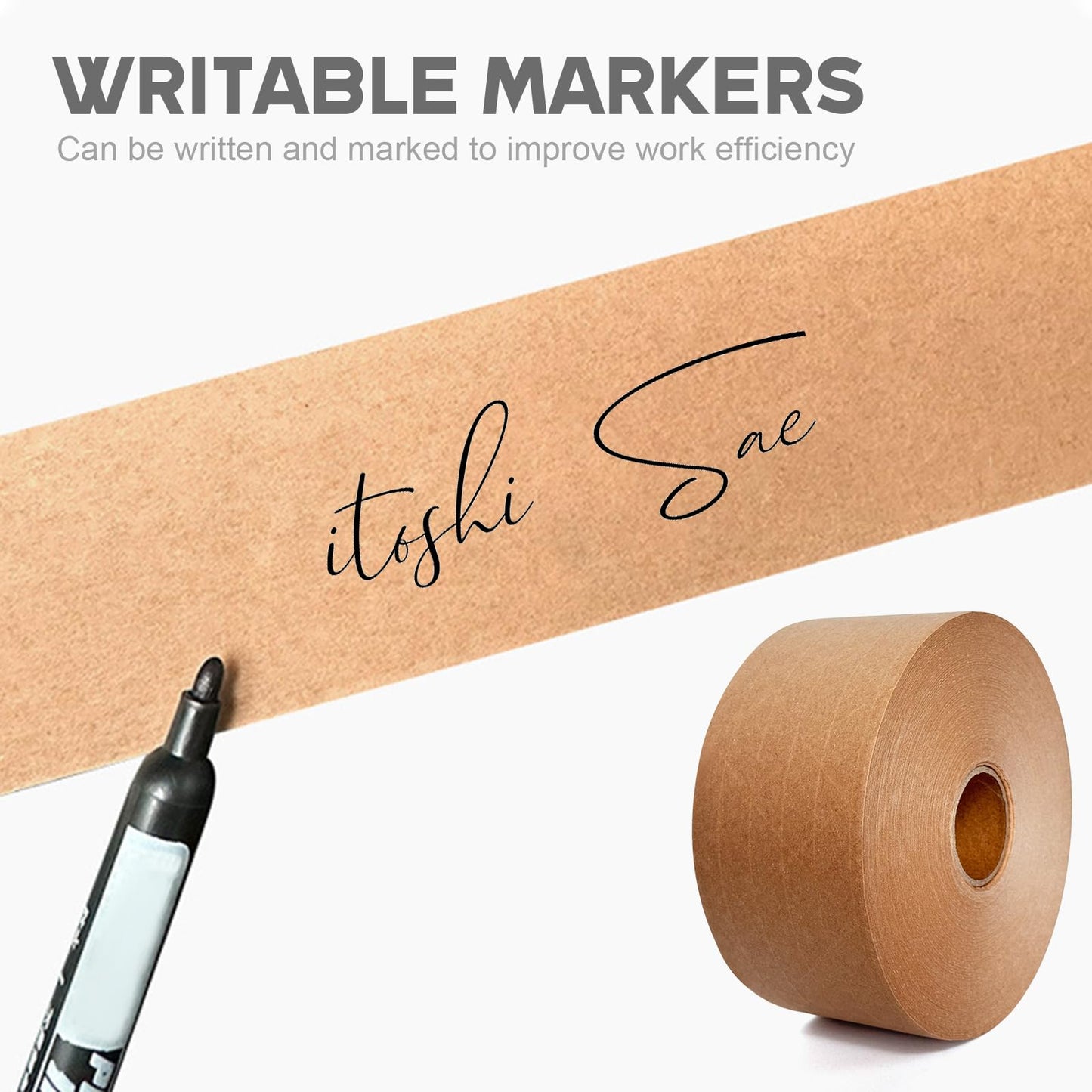 sanian Fiberglass Reinforced Water Activated Gummed Kraft Paper Tape, Each roll 2.75 inch x 380 ft, Total 760ft,for Heavy Duty Secure Packing 2-Pack