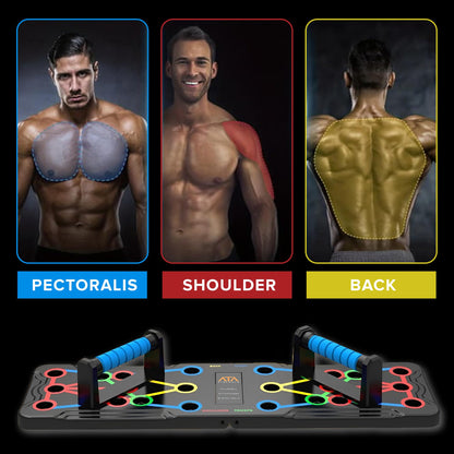 ATA-Strength Heavy-Duty 15-in-1 Foldable Push Up Board gym gift for men and women with Adjustable Grip Strengthener, skipping Rope, and 3 Resistance Bands Comprehensive Home Workout System for Targeted Muscle Training and Enhanced Grip Strength