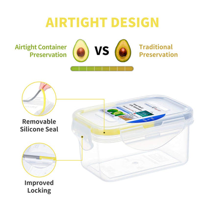 KIGI 4 PACK 6OZ Small Plastic Food Storage Container Set Portion Control Mini Bento Box Leaf-proof To-go Container with Lids