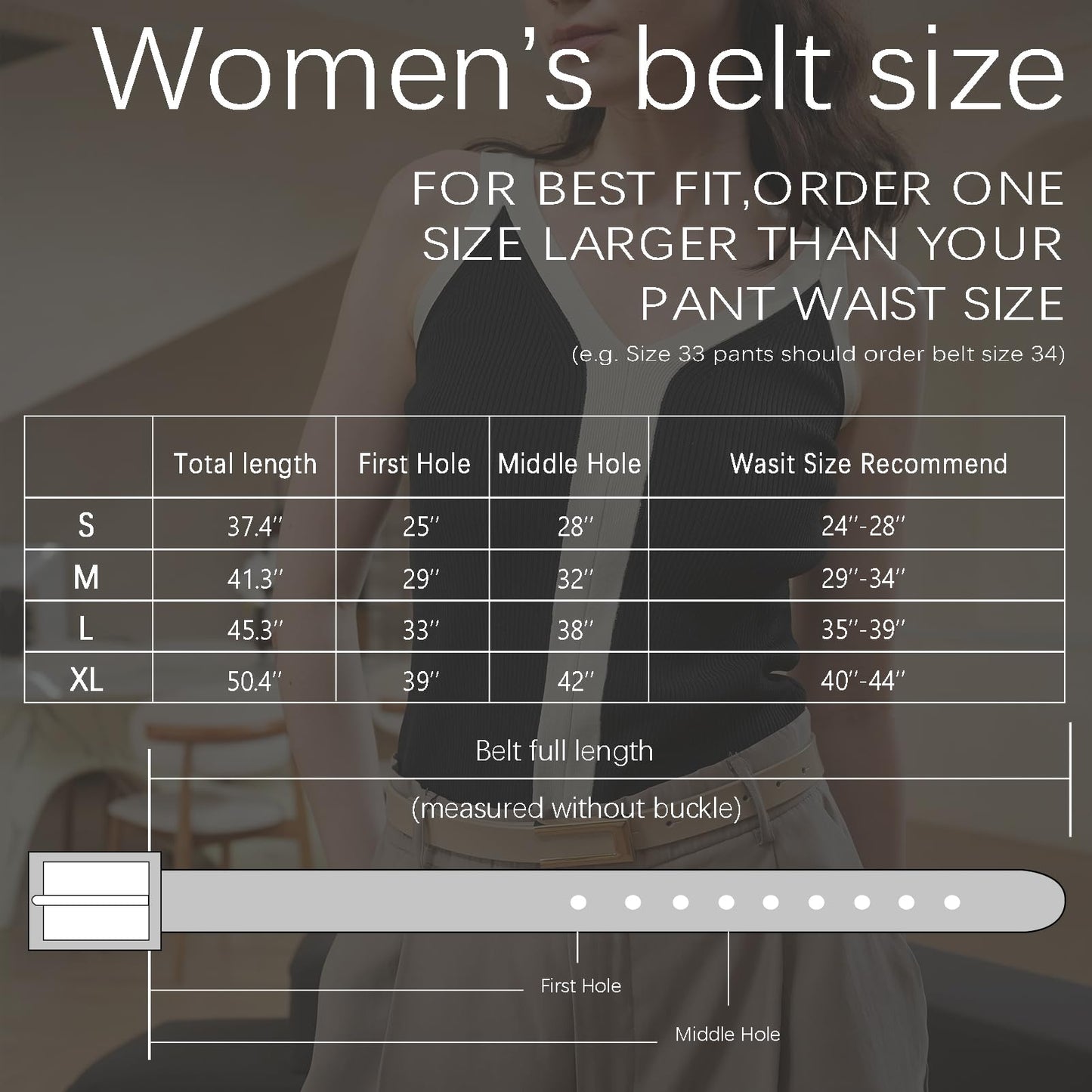 YooAi Womens Leather Belt Skinny Waist Belt for Dresses Jeans Pants with Gold Buckle Black+Brown 105