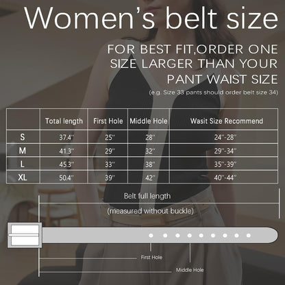 YooAi Womens Leather Belt Skinny Waist Belt for Dresses Jeans Pants with Gold Buckle Black+Brown 105