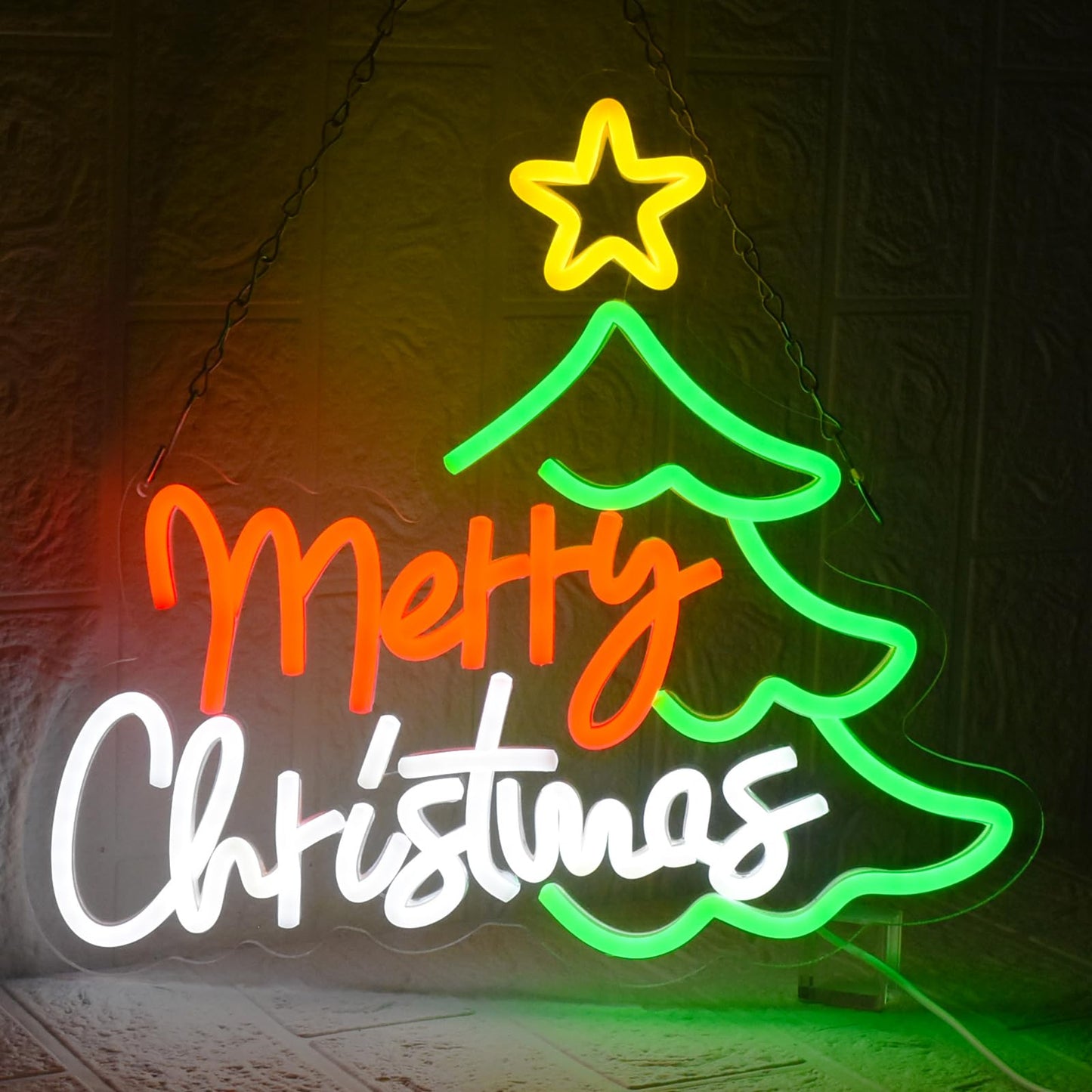 UExnkj-Y Merry Christmas Neon Sign for Wall Decor, Dimmable Christmas Tree Neon Signs LED Light up Sign with USB Powered for Bar Man Cave Club Party Room Shop Window Bedroom Decor Gifts