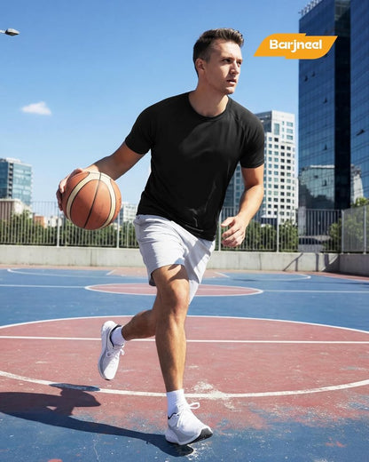 Men's Workout Shirts - 2 Pack Black Quick Dry Moisture-Wicking T-Shirts for Gym & Running