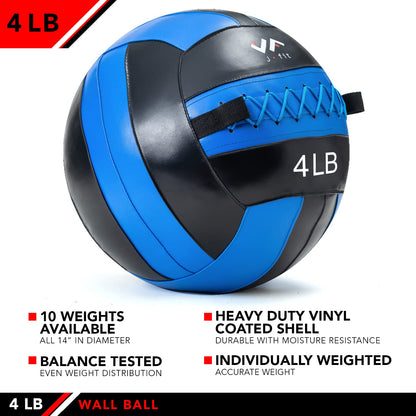 JFIT Soft Wall Medicine Ball, 4 LB, Blue/Black