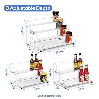 Spice Rack Organizer for Cabinet, 4 Tiered Spice Rack Organizer, Tiered Adjustable Spice Shelf for Kitchen Countertop Pantry Organization (Bright Black)