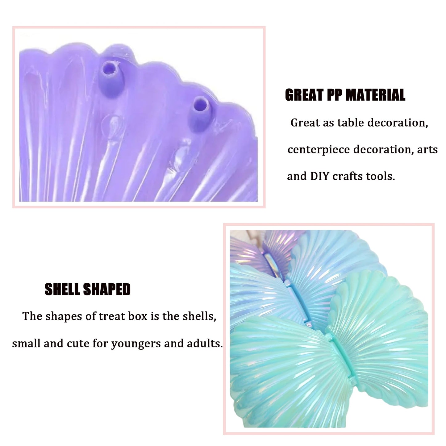 10Pcs Shell Candy Boxes Plastic Plastic Candy Containers Small Gift Box Jewelry Storage Box Seashell Containers Box for Wedding Birthday Baby Shower Christmas Party Favors Home Decor (10pcs)