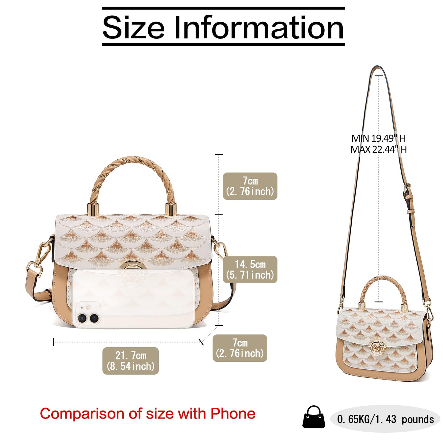 FOXLOVER Genuine Leather Crossbody Bags for Women Flap Top-handle Bags Shoulder Purse