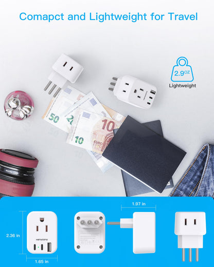 South Africa Travel Plug Adapter, HANYCONY Type M Power Adapter with 2 AC Outlets 3 USB Ports(2 USB C) for US to South Africa Botswana Namibia India Nepal Bhutan Sri Lanka