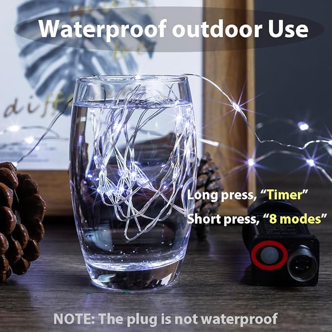 328 FT Cool White Fairy Lights, 1000 LEDs, Plug - in, 8 Modes with Timer, Remote, Dimmable & Waterproof, Ideal for Bedroom, Garden, Christmas, Wedding, Birthday (Indoor/Outdoor)