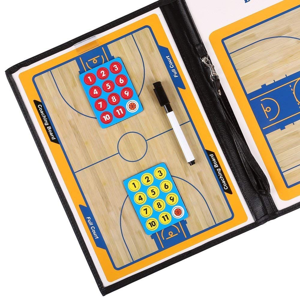 Zosebffej Basketball Coach Tactic Board,Foldable Erasable Coaches Strategy Clipboard,Training,Game Plan and Coach&Referee Study Accessory