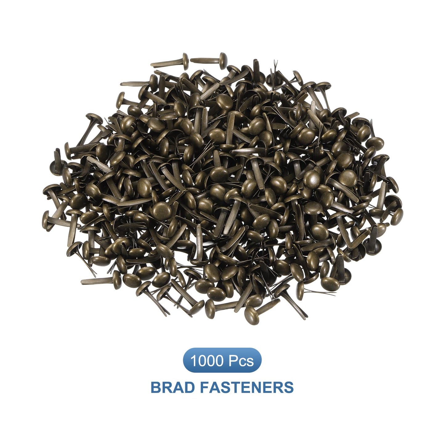 PATIKIL 1000 PCS Paper Brass Fasteners Split Pins Pastel Mini Metal Brads Round Head Plated Fastener for Craft Art Scrapbooking DIY Supplies, Bronze, 8 x 15 mm