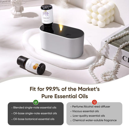 Waterless Diffuser for Essential Oil, Battery Operated Scent Air Aromatherapy Diffuser, Mini Aroma Diffusers with 3 Intermittent Mist Modes, Cycle Start, for 400 sq.ft Room Home Office Bedroom