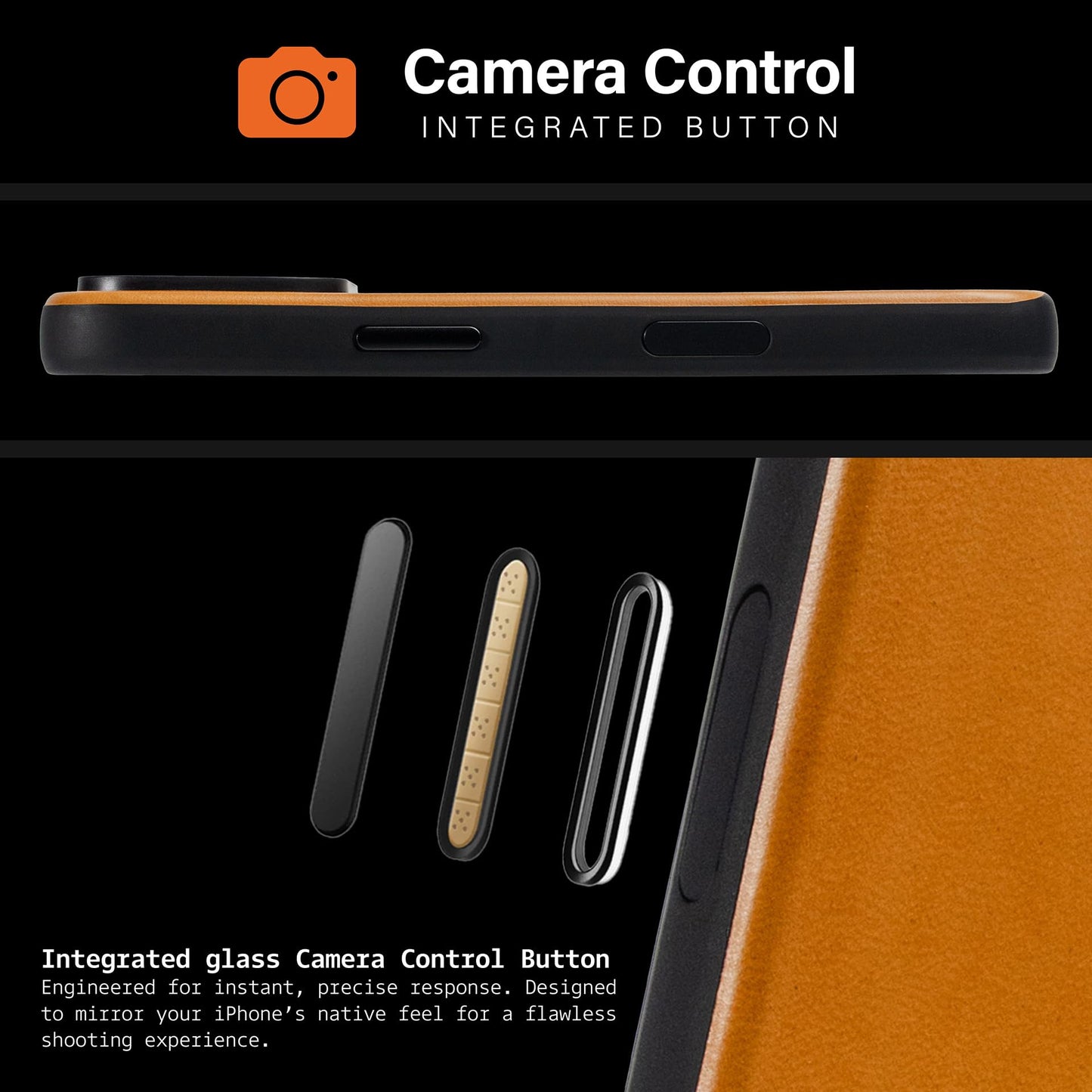 KORDIZ Impact Leather Case for iPhone 17 Pro – Full-Grain Leather MagSafe Case with Camera Control Button – 360° Shockproof Bumper – Rugged Patina-Ready Protection – Slim Grip Cover (English Tan)