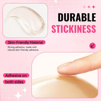 Dandelion Pact Double Sided Sticky Bra Inserts, Invisible Push Up Sticky Bra Pads for Large Breasts, Stick on Bra for Bikini Swimsuits (Medium, Beige)