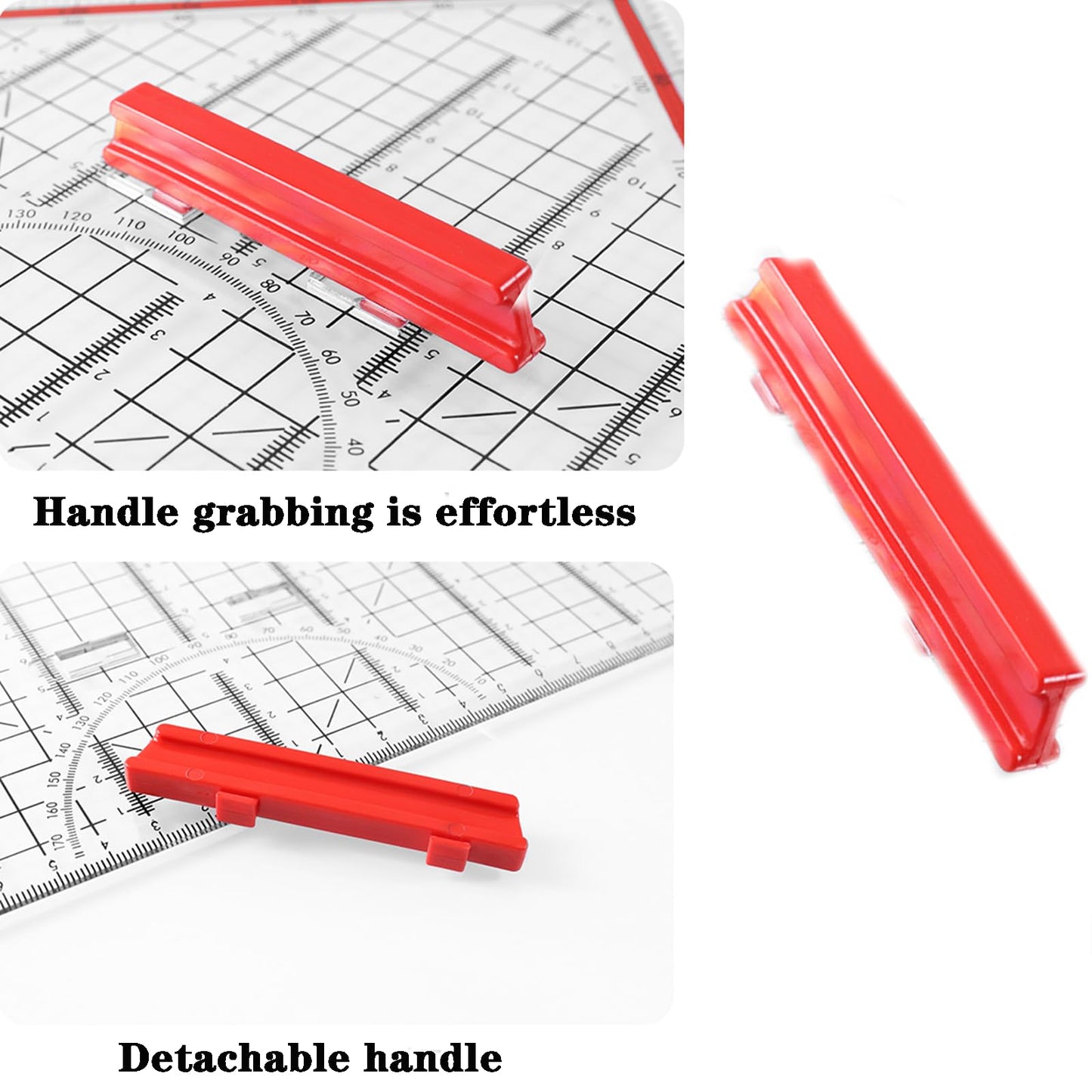 Multifunctional Triangular Ruler with Removable Handle and Transparent Design, Clear Measurement Markings,Protractor Geometry Stationery Tool for Architects Engineers Stud Precision Drafting