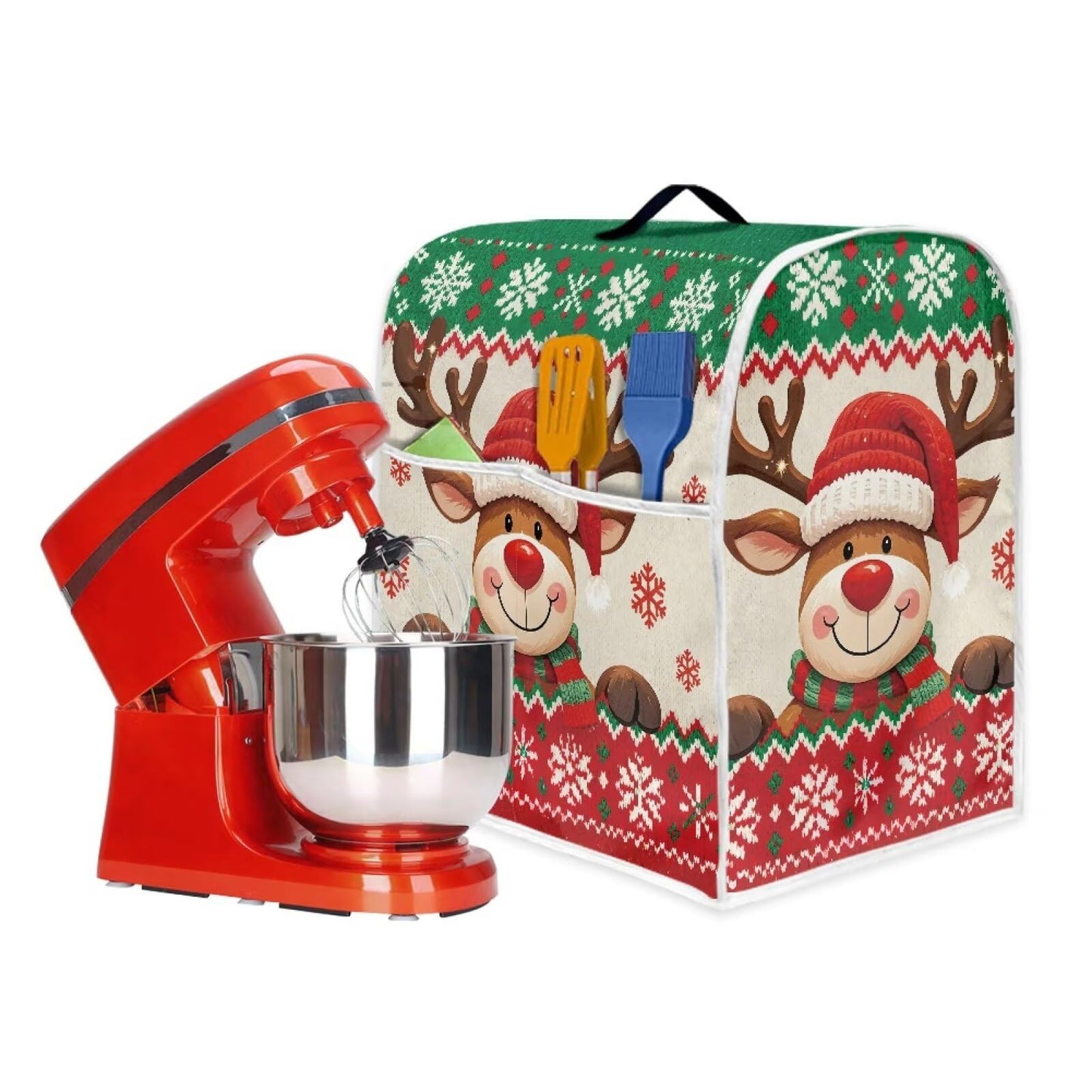 HUISEFOR Christmas Stand Mixer Cover 4.5-5 Quart Kitchen Mixer Cover Washable Food Processor Protective Covers Dust Protection Insulated Kitchen Decoration Gift for Christmas