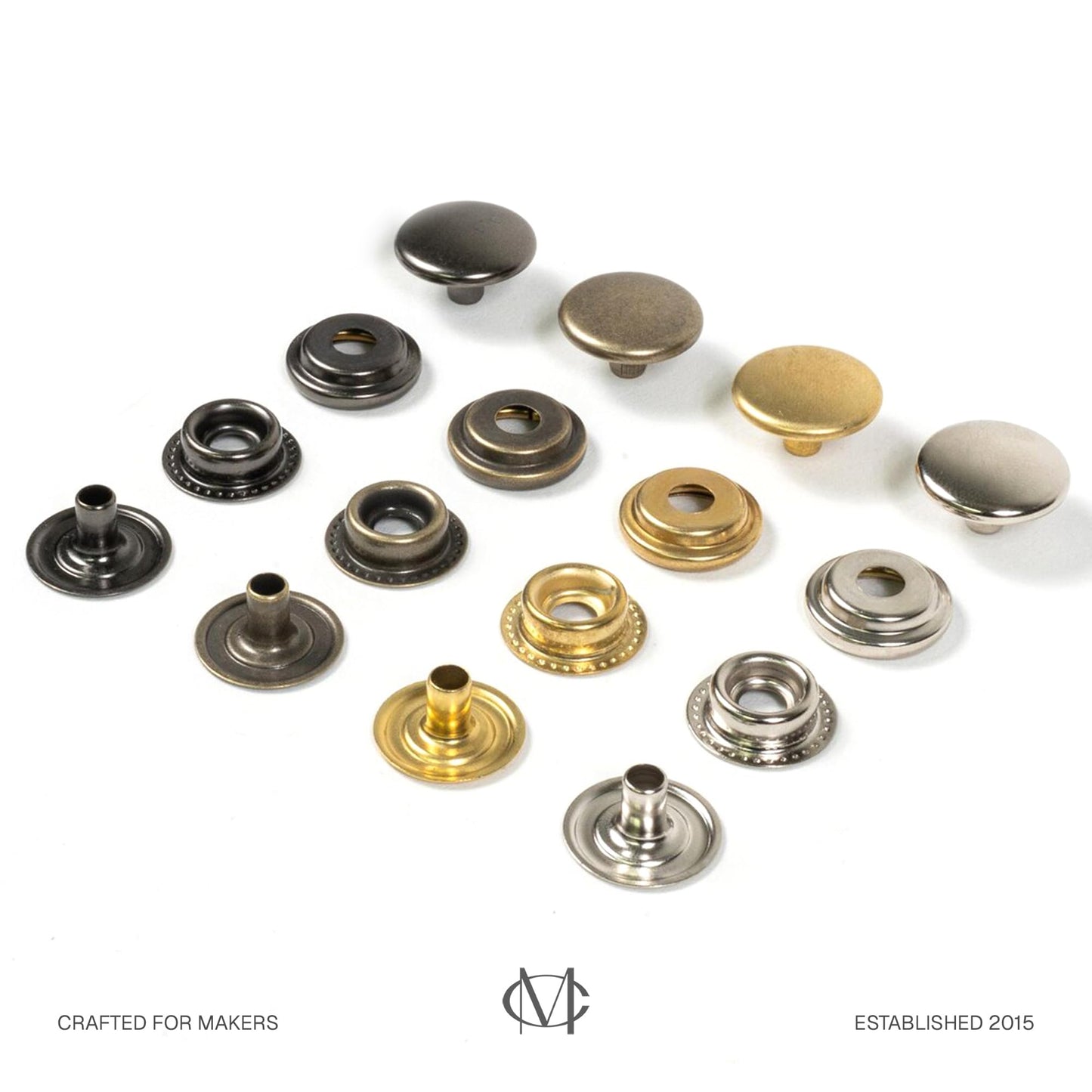CRAFTMEMORE 50 Sets Antique Brass Snap Fasteners Ring-Socket Press Studs for Jacket Bag Canvas Closures #201 VT47 (12mm (0.47"))