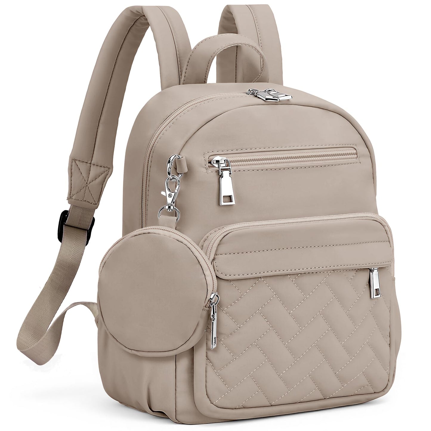 SYTRAH Mini Backpack for Women Small Backpack Purse, Anti Theft Backpack Waterproof Lightweight Puffer Back packs for Travel, Work with Coin Purse Khaki