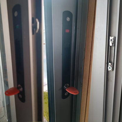 LINSHI Sliding Door Lock 2Pack Diecast Keyed Patio Sliding Door Handle Set for 1 in. to 1-1/8 in. Thick Sliding Glass Doors, Flush Mount, Keyed(Black)