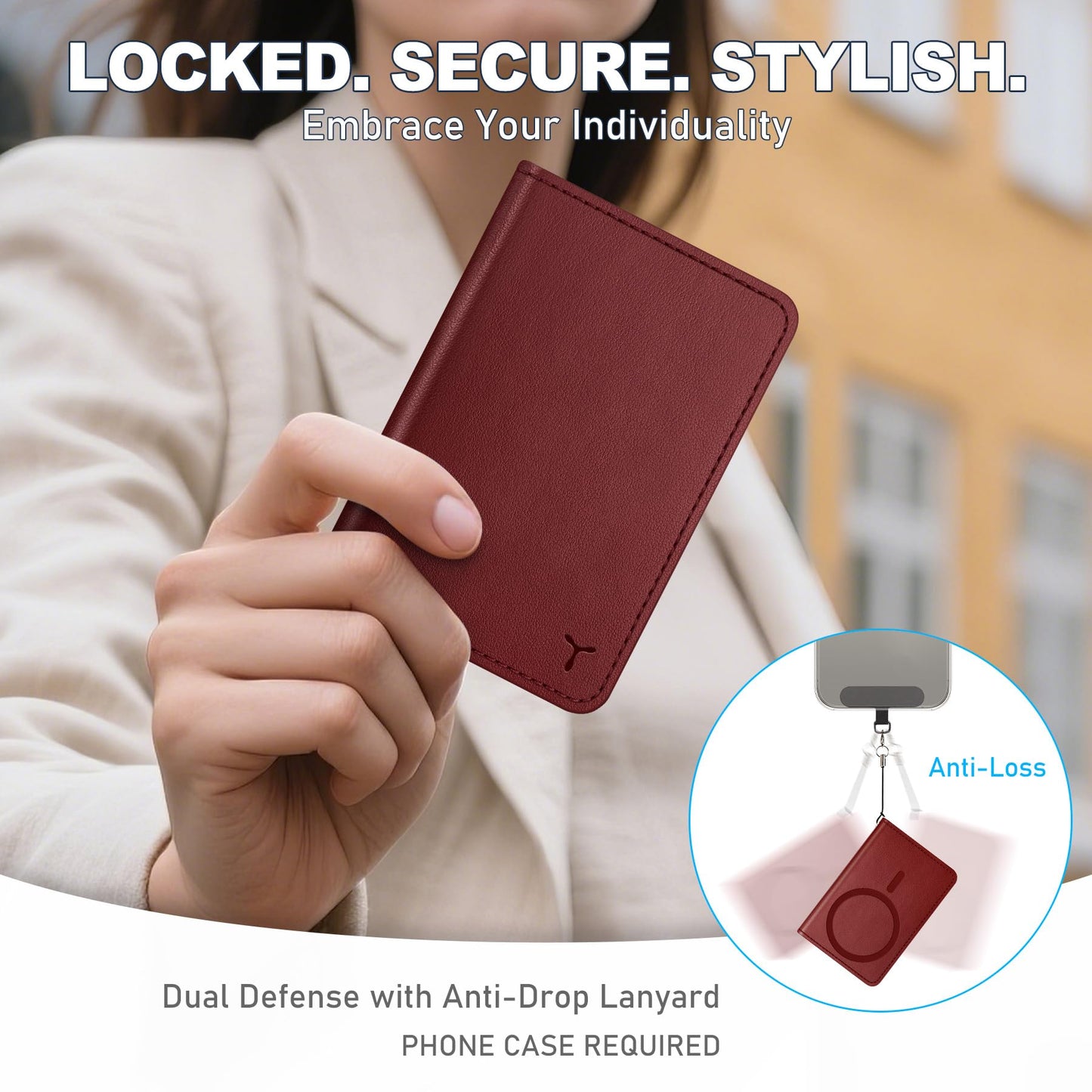 TUCCH for Magsafe Card Holder with Clear ID Window, Fit 6 Cards, RFID Blocking PU Leather Men Women Magnetic Phone Wallet for iPhone 17/16/15/14/13/12/Plus/Air/Pro/Pro Max Series, Dark Red