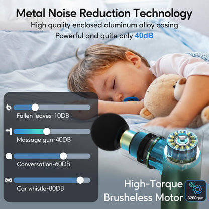 arboleaf Massage Gun Deep Tissue, Full-Metal Electric Portable Hand Held Massager Gun for Back, Body Sore Muscles, Pain Relief, Gifts, Office, Home, Athletes
