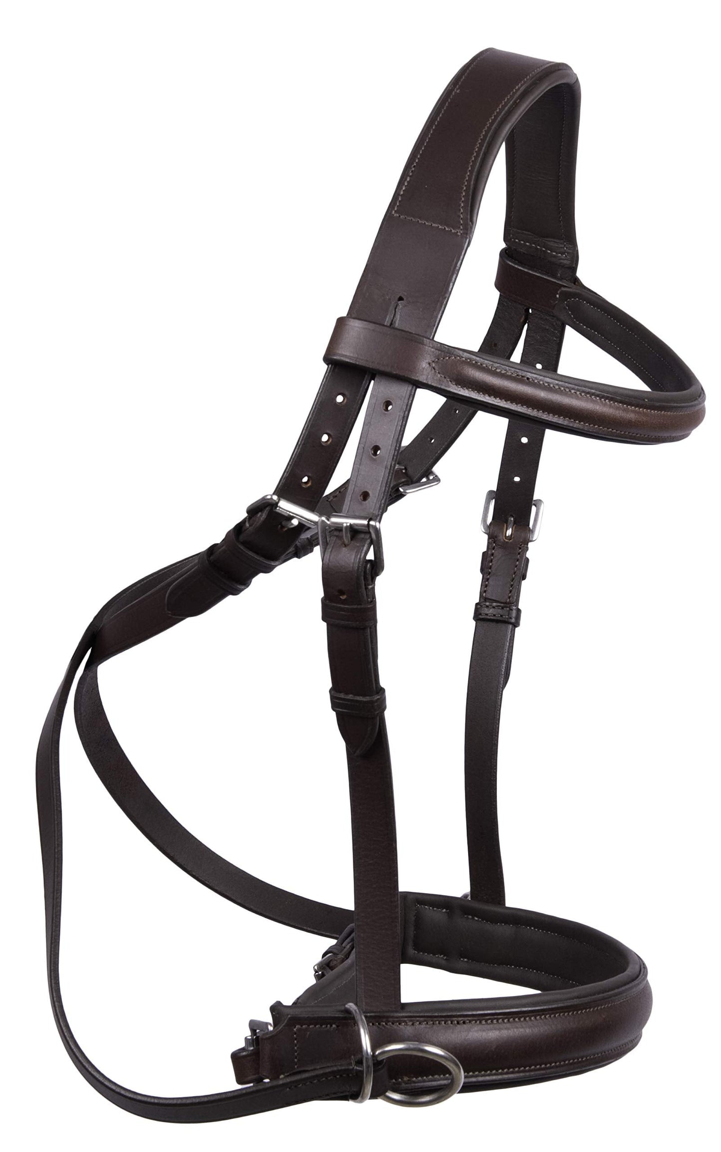 Hulara Wonder Care Genuine English Leather Crossover | Crossunder Bitless Horse Bridle Headstall with Reins