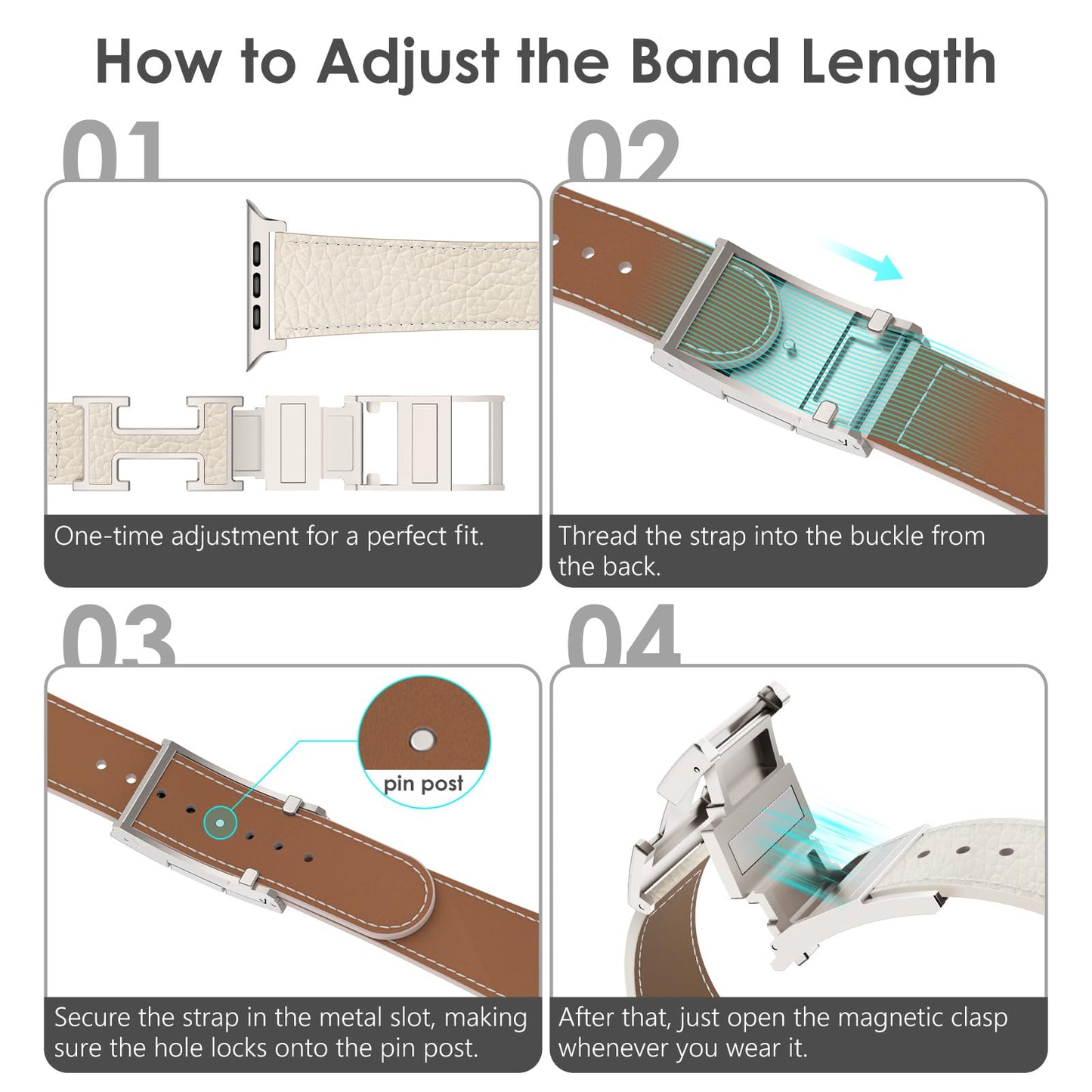 Leather Magnetic Watch Band Compatible with Apple Watch Ultra Band 49mm 46mm 45mm 44mm 42mm 41mm 40mm 38mm Replacement Strap for Women Men iWatch Ultra 3/2/1/SE3/Series 11/10/9/8/7/6/5/4/3/2/1