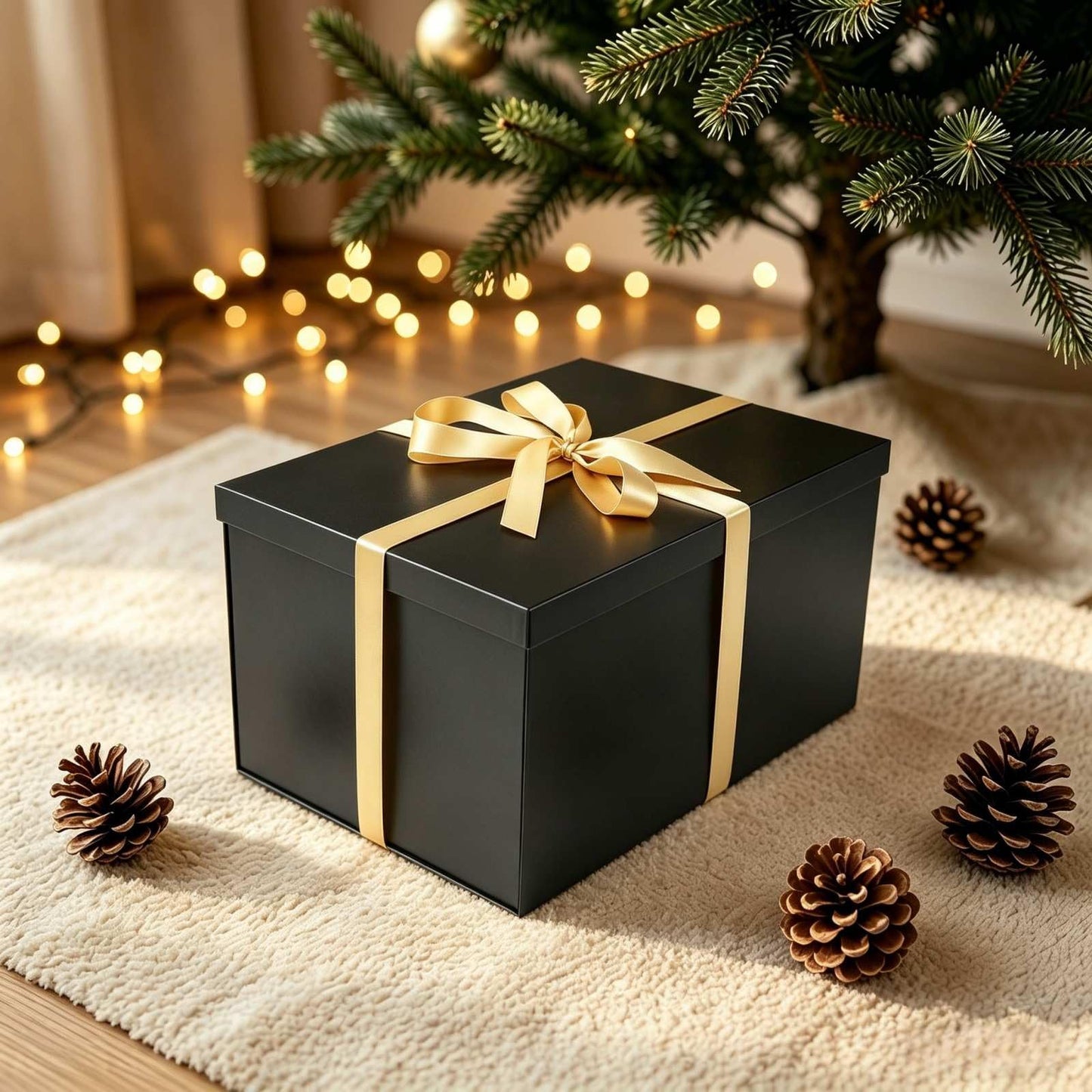 BoxSkivra Extra Large Gift Box 17x11x10.2 Inches，Black Gift Box with Lid for Christmas，Anniversary，Birthday，Luxury Boxes with Crinkle Paper，Ribbon，Alphabet Stickers