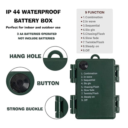TW SHINE Battery Operated Christmas Lights, 50 LED 16FT Christmas Lights Outdoor, Waterproof Mini String Lights with 8 Modes, Christmas Decorations for Indoor Patio Party Decor, Warm White