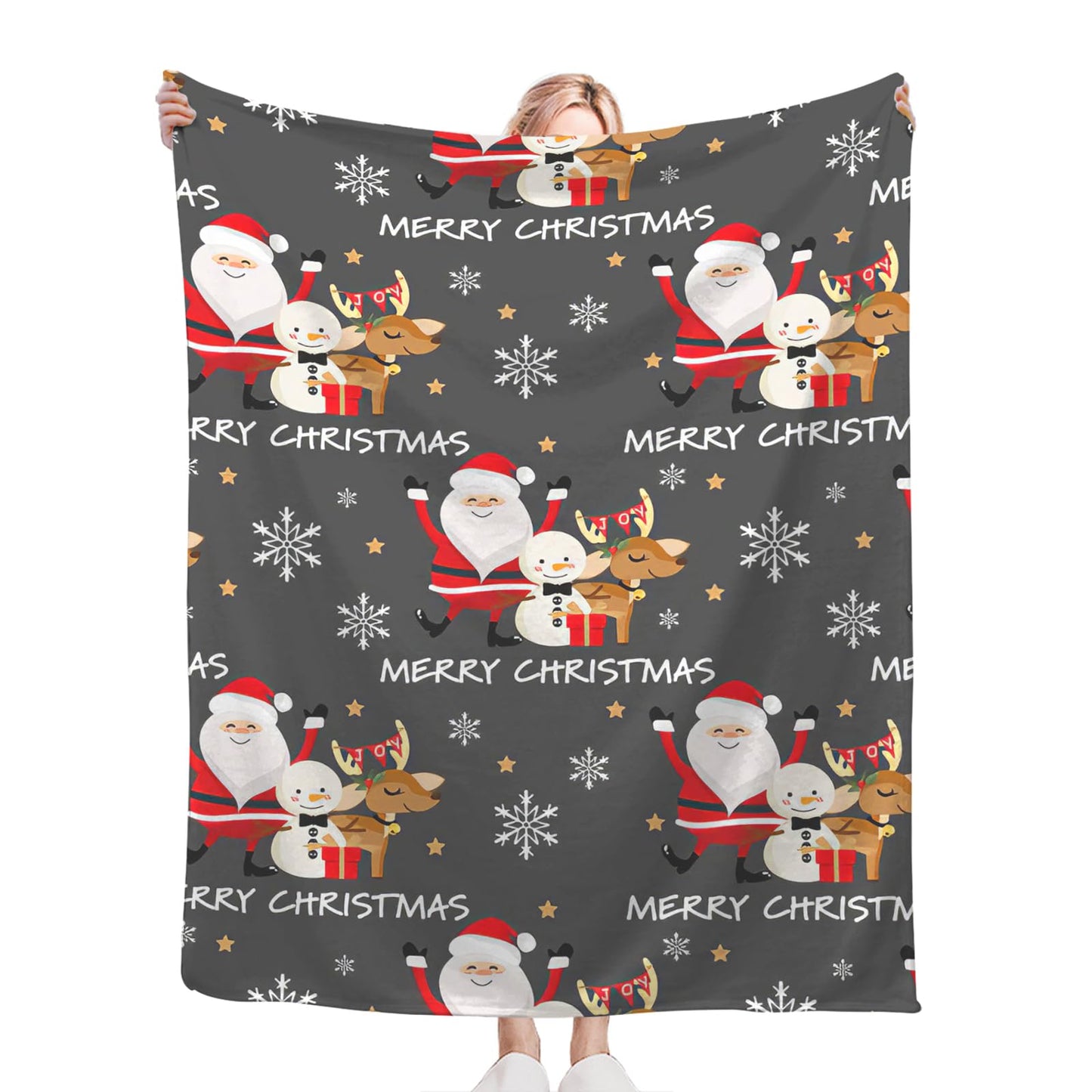 Snowman Santa Claus Throw Blanket for Girls Boys Women Men Kids Adults Soft Flannel Fleece Blanket for Couch Sofa Bed Home Decor 40"x50"