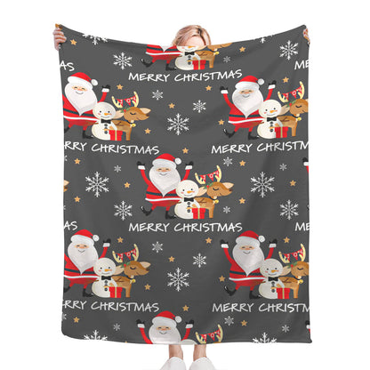 Snowman Santa Claus Throw Blanket for Girls Boys Women Men Kids Adults Soft Flannel Fleece Blanket for Couch Sofa Bed Home Decor 40"x50"