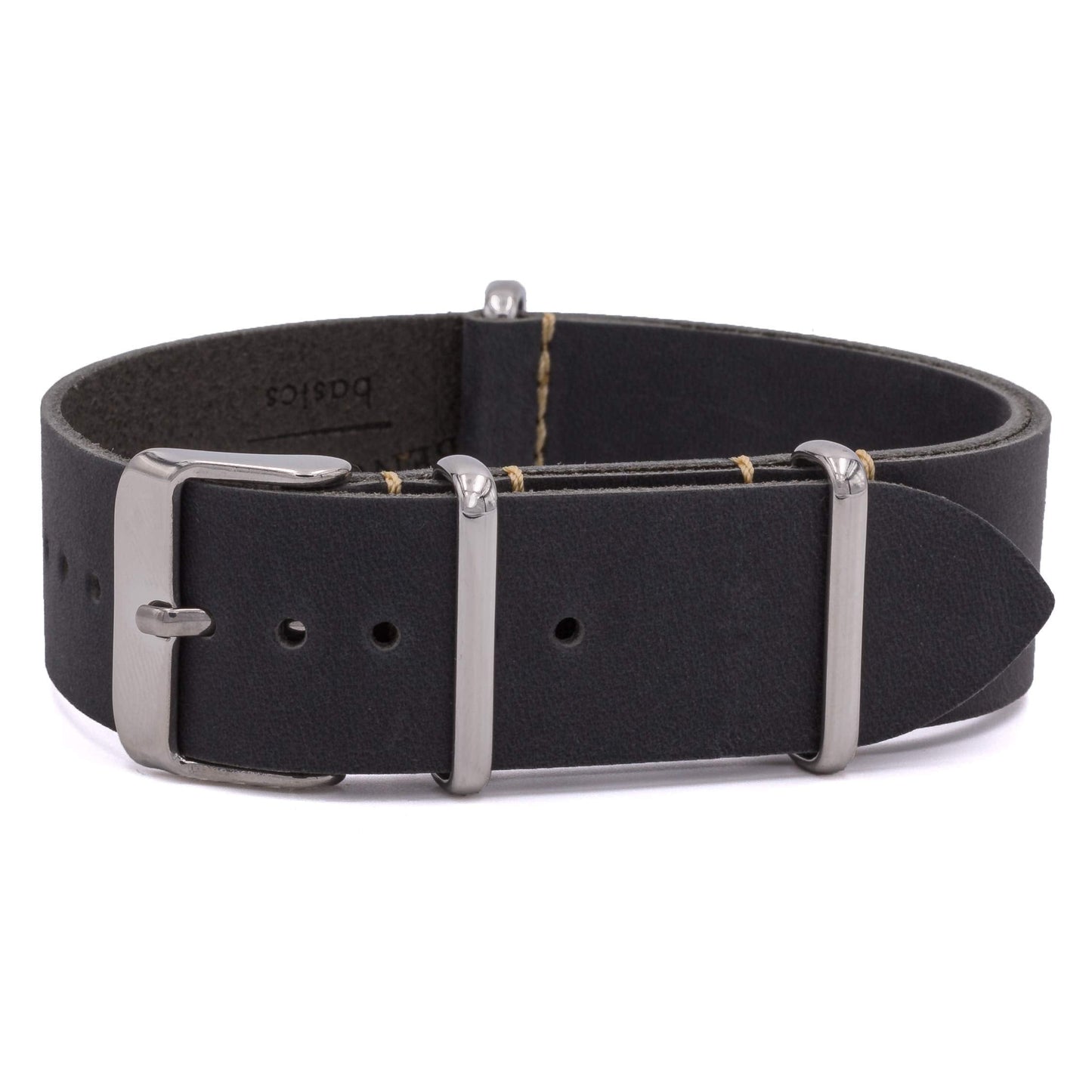 Benchmark Basics Leather Watch Band - Crazy Horse Oiled Leather One-Piece Watch Straps for Men & Women - Choice of Color & Width - 18mm, 20mm, 22mm or 24mm (18mm, Dark Grey)