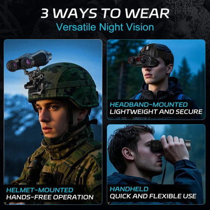GOWWPUN 3D VR Night Vision Goggles - Rechargeable Head Mounted Binoculars, Built-in Giant Screen, 4K Video, 24MP Photos, 6X Digital Zoom, Includes 32GB TF Cards