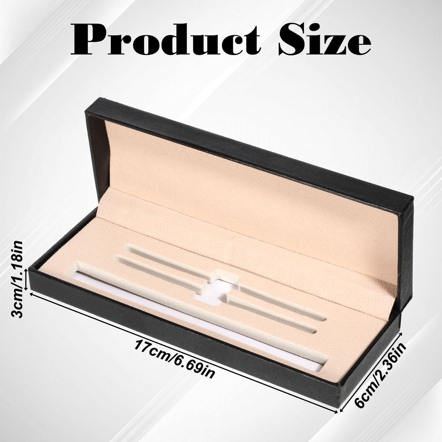 Alrhso Pen Gift Box Empty Leather Pen Box Gift Long Single Pens Cases Fancy Rectangle Sketching Collection Boxes for Women Men Birthday Business Office Supplies, Black