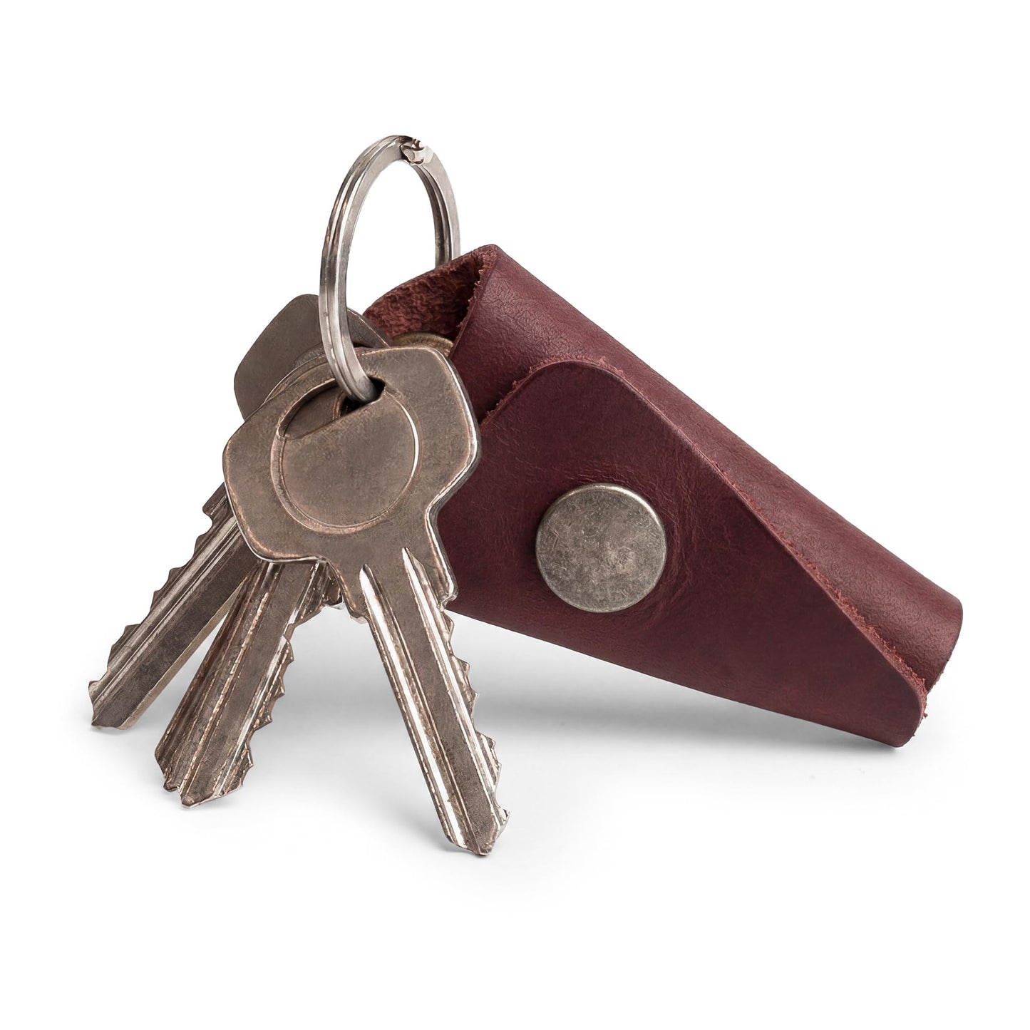 Hide & Drink Full Grain Leather Wrap Keychain, Organizer Snap Closure, Key Ring Cover, Silencer Sleeve Key Holder for Men (Sangria)