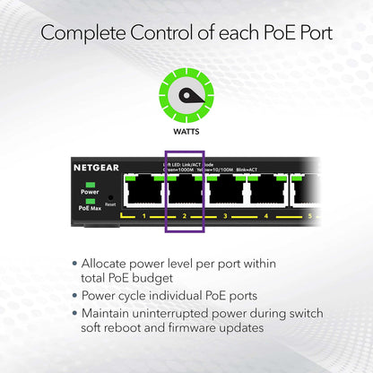 NETGEAR 8 Port PoE Gigabit Ethernet Easy Smart Managed Essentials Switch (GS308EPP) - with 8 x PoE+ @ 123W, Desktop or Wall Mount