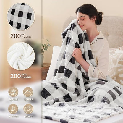 Homemate Electric Blanket Heated Throw - 50“x60“ Ultra Soft Cozy Flannel Heating Blanket with 10 Fast Heat Levels 8 Hours Auto Off Over-Heated Protection ETL Certification Keep Warm in Home Office
