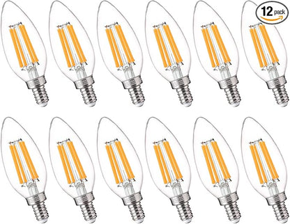 FLSNT 100W Equivalent LED Candelabra Bulbs, 800LM Dimmable B11 E12 LED Chandelier Light Bulbs, 5.5W, 2700K Soft White, 12 Pack