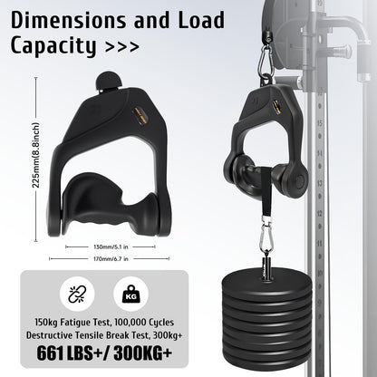 MOST GRIP Ergonomic Non-Slip D Handle Cable Attachment, Cable Machine Handles for LAT Pulldown, Gym Handles for Cables with Capacity Up to 600LBS