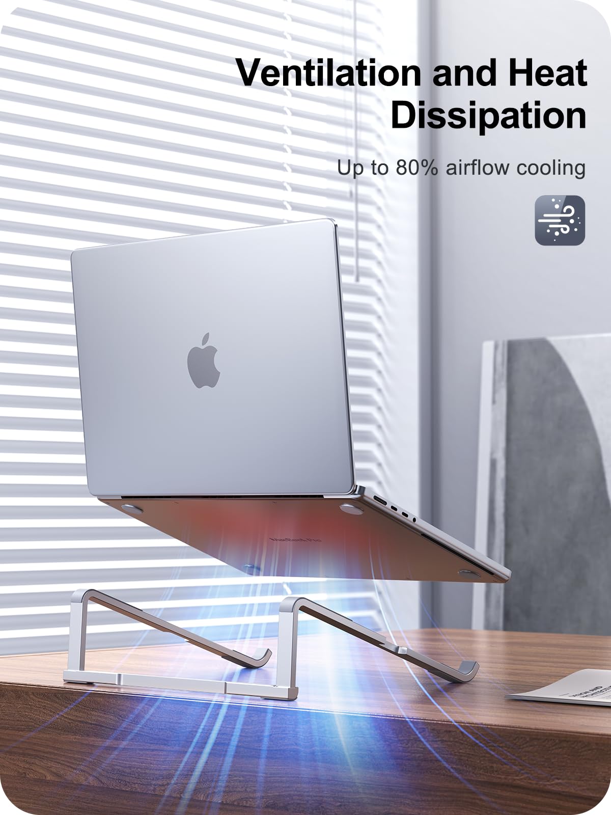 MOKURU Laptop Stand for Desk, Aluminum Computer Stand for Laptop, Foldable Laptop Riser, Portable Laptop Stand, Compatible for MacBook Pro/Air, Dell, HP, Lenovo, 11'' -15.6'' (Silver)