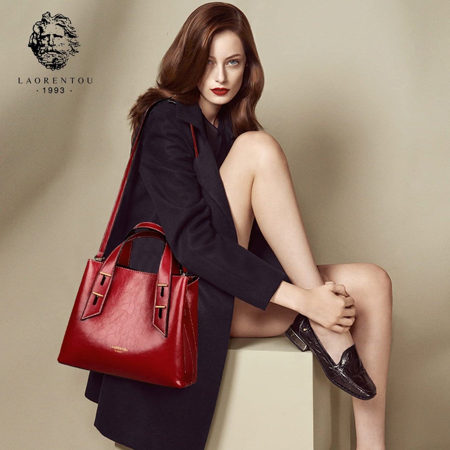 LAORENTOU Women Crossbody Handbags Genuine Leather Satchel Handbags for Women Top-handle Shoulder Tote Purses
