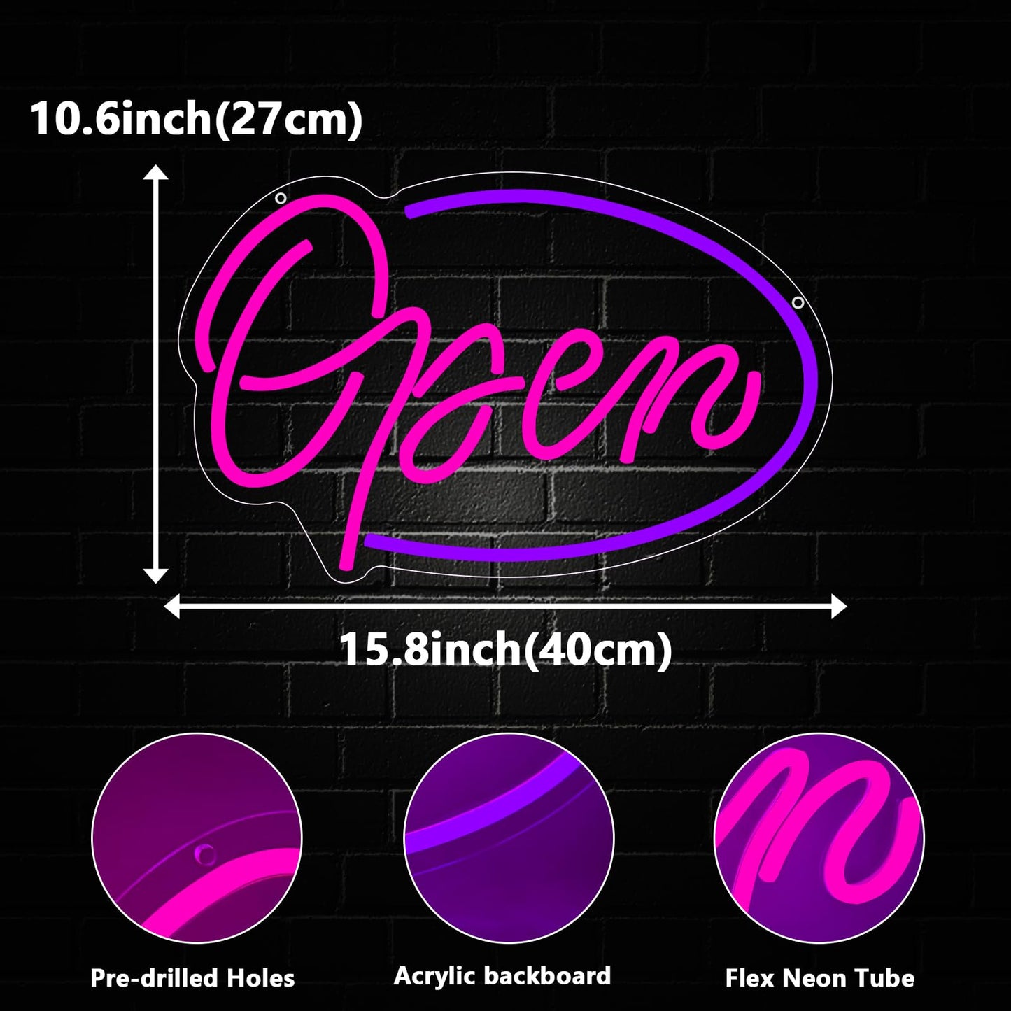LED Open Neon Light Sign for Business, Open Signs for Store Shop Bar Café Restaurant Salon Window Wall Decor Business Light Up Signs Dimmable USB Powered(15.8"*10.6")